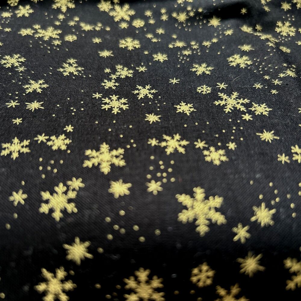 Wonders of Winter Black Gold Snowflake Quilting Fabric Laurie Godin Northcott